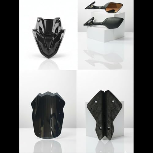 Image of Forza Kit Accessories for Suzuki Burgman Street 125 - Black Mask, High Windshield, Foldable Mirrors & Complete Fitting Set - Stylish Upgrade for Comfort, Protection & Aerodynamics