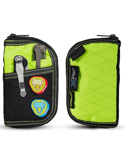 VIPERADE VE10 EDC Pouch Small Pocket Tool Pouch with 10 Compartments Mens Pocket Organizer for Multitools EDC Organizer with Patches Area for DIY (X-pac Green)