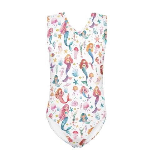 Image of Girls Cartoon Pattern One-Piece Swimsuits Sport Racer Swimwear Beach Bathing Suit, Size 5-14
