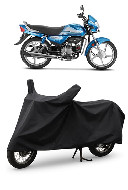 Image of DAXO Waterproof Bike Cover for Hero HF Deluxe | All Weather Protection from Rain, Dust, UV Rays & Scratches with Mirror Pockets & Buckle Belt | HF Deluxe Bike Cover