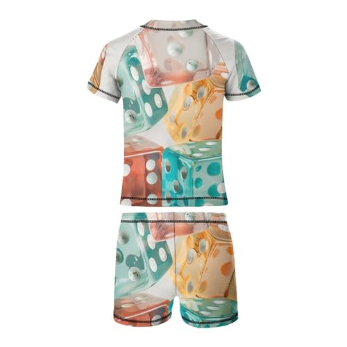 Varicoloured Dice IsolatedChildren's Casual Swimsuit Set - Simple and Versatile10-12Y（150cm）3