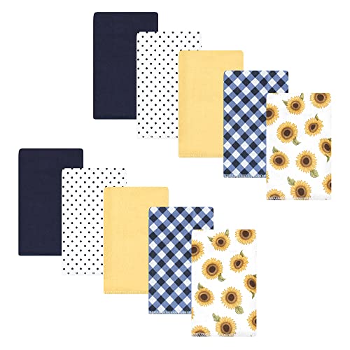 Image of Hudson Baby Unisex Baby Cotton Flannel Burp Cloths, Sunflower, One Size
