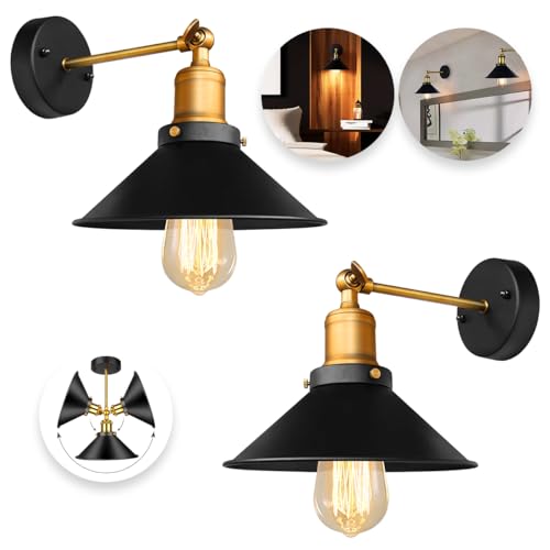La mejor selección de Focos para la pared Top 5. 48 Raganet, Lámpara de Pared Vintage, Apta para Interiores, Iluminación Retro y Lujosa, Lampara Ajustable y Fácil de Instalar, Socket E27 (Foco No Incluido) (2 Piezas)