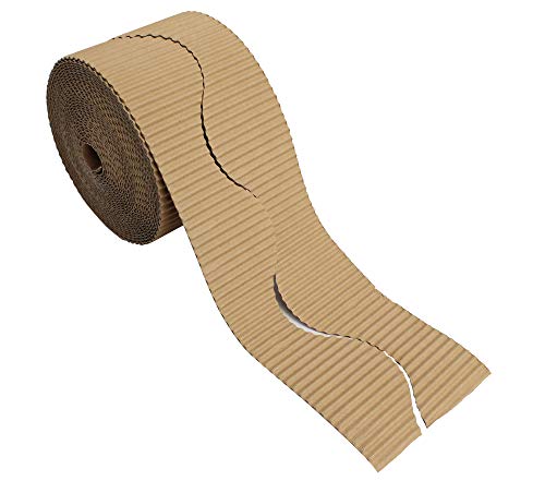 Bright Ideas Corrugated Border Roll for School Displays Natural 57mm x 7.5m (15m When Split) BI7875