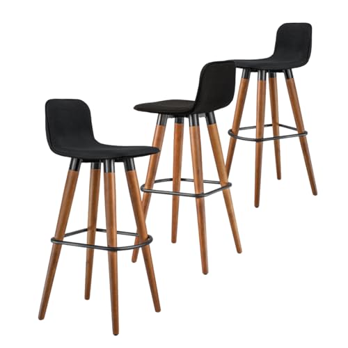 Kit 3 Banquetas Altas balcão de cozinha Metal Preto Tapeçaria Preto