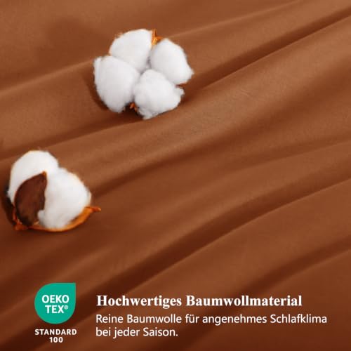 RUIKASI Bettwäsche 200x220 Baumwolle Orange - Bettwäsche-Sets 200x220cm 3teilig Wendebettwäsche 3tlg mit Reißverschluss… – Ansicht 5