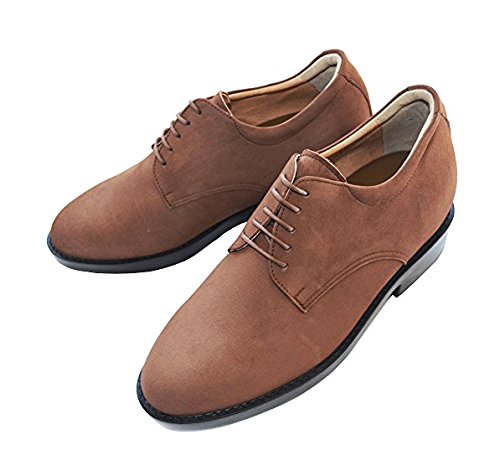 [KITAJIMA(北嶋製靴工業所)] [7cmUP]本革シークレットシューズ≪ブラウン 23.5≫牛革ヌバックひも式『脚長スタイルアップシューズ』 No.237