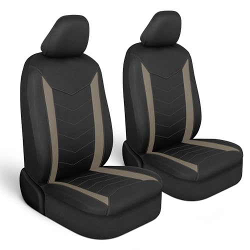Motor Trend SpillGuard 2 Beige Seat Covers for Cars & Seat Covers for Trucks - Neoprene Lining Waterproof Car Seat Covers Front Seats Only - SUV Seat Covers Protector - Forros para Asientos de Carro