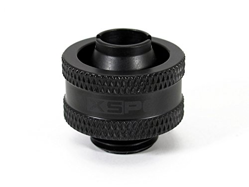 Xspc G1/4" To 3/8" Id, 5/8" Od Compression Fitting V2 For Soft Tubing, Matte Black #TOP1