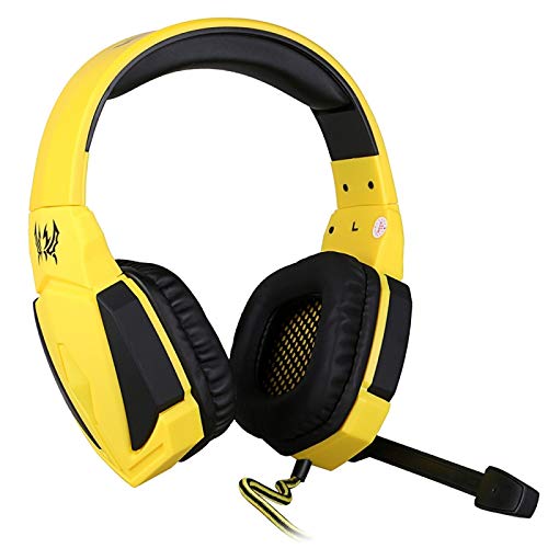 KOTION EACH (#71) USB Versie Stereo Gaming Hoofdtelefoon Hoofdband voor PC Gamer,Kabel Lengte: Ongeveer 2,2 m (Zwart + Geel)