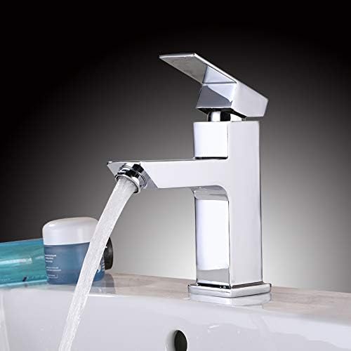 Homelody Square Basin Taps Mixer Bathroom Sink Taps Single Handle Wash Mixer Faucet Chrome