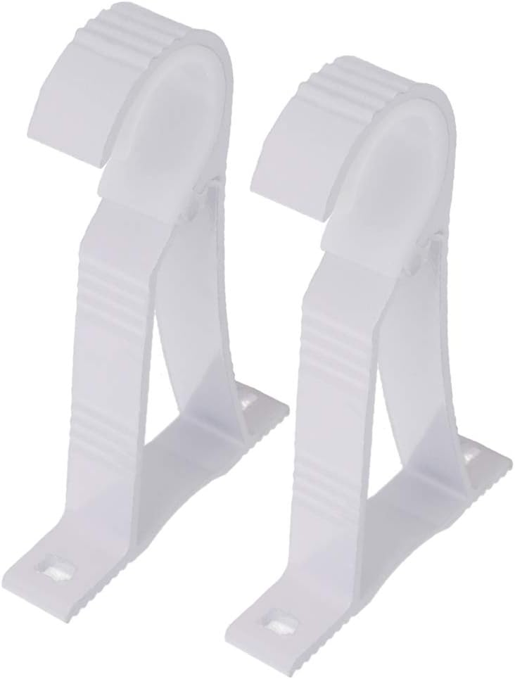 Brackets for Curtain Rods, 2Pcs Single Curtain Rod Brackets for Drapery Rod Premium Aluminum Alloy Heavy Duty Curtain Rod Holders for Living Room, Screen Porches, Family Room White
