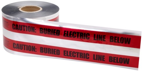 Mutual 17774 Polyethylene Underground Electric Line Detectable Marking Tape, 1000' Length x 6
