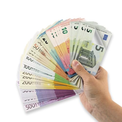 Pack de 175 Feuilles de Papier Monnaie pour Jeu de Boutique - Tous les Modèles - 25x 5/10/20/50/100/200/500