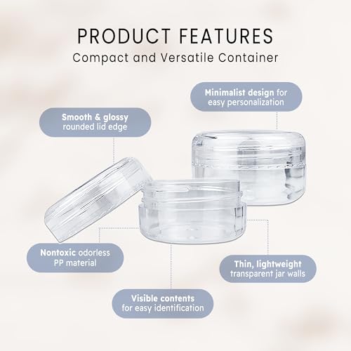 Beauticom 15 gram/15ml Empty Clear Small Round Travel Container Jars with Lids for Make Up Powders, Eyeshadow Pigments, Lotions, Creams, Lip Balm, Lip Gloss, Samples (12 Pieces, Clear Lid)