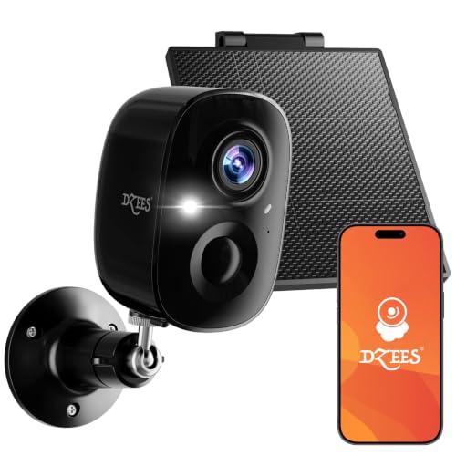Dzees 2K Solar Security Camera Outdoor Wireless, 5200mAh, 2.4GHz WiFi
