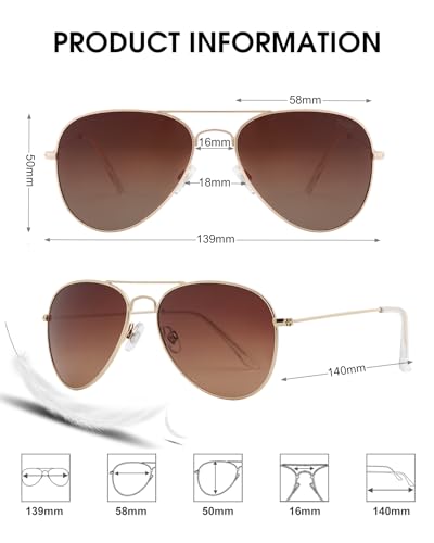 JOOX Polarized Aviator Sunglasses for Women Men, UV400 Protection Lens and Lightweight Metal Pilot Frame3