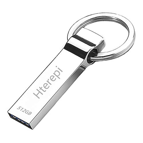 USB Flash Drive 512gb Hterepi USB 2.0 PC Memory Stick Thumb Waterproof Storage Backup Pen with Keychain - Silver