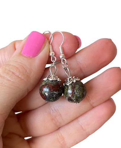 Bloodstone Earrings - Silver Bloodstone - Bloodstone Crystal - Dainty Bloodstone - Crystal Earrings - Heliotrope Bloodstone Earrings #TOP9