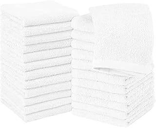 Penguin Home 100% Cotton Washcloths 24 Pack Set | Premium Quality Flannel Face Cloths | Highly Absorbent and Soft Feel Fingertip Towels | Washcloths 33 x 33 cm (13x13 in) | 400 GSM