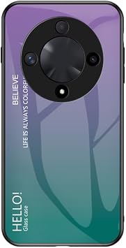 Compatible with Honor X9 4G Phone Case, 3 Layer Combination PC Glass Back Panel + TPU Silicone Anti-Drop Phone Case Cover Purple