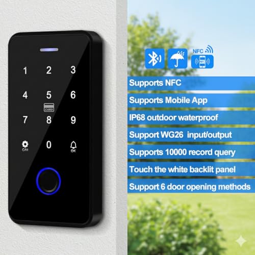 Clavier de contrôle d'accès étanche avec lecteur d'empreinte digitale et NFC RFID - 3