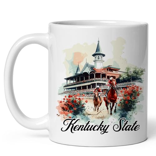 Kentucky State Ceramic Coffee Mug 11oz Bluegrass State – Tea Coffee Mug with Comfortable Grip – Unique Travel Gift Cup for Office or Home – Vibrant Long-Lasting Print ID44991