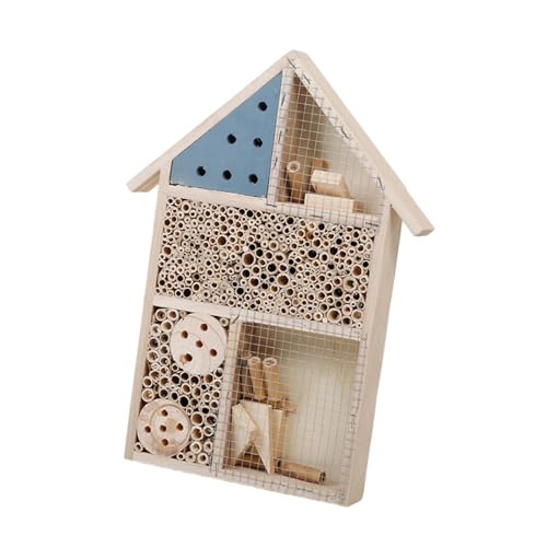 Baoblaze Nichoir à Abeilles en Bois, boîte à Papillons, maisonnette pour Arbre de Jardin, Bleu, 25 X 4 X 35 Cm