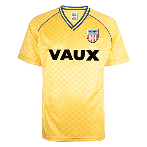 Score Draw Sunderland 1990 Third Retro Football Shirt Yellow Small Polyester