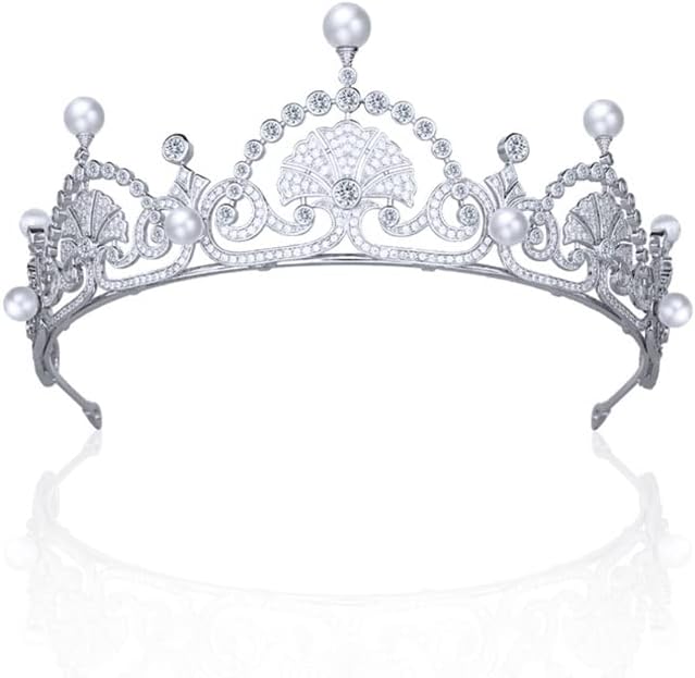 The Lotus Flower Tiara,Classic Europe Royal Replica Pearls Diadem for Wedding,Women's Hair Accessories