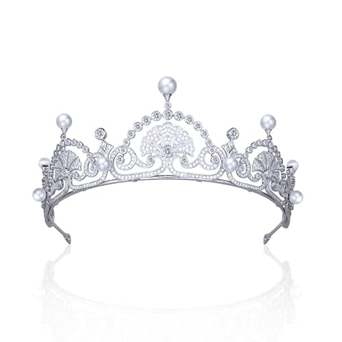 The Lotus Flower Tiara, klassische europäische königliche Replik Perlen Diadem für Hochzeit, Damen-Haarschmuck Cover