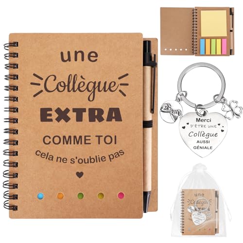 Coffret Cadeau Départ Collègue Scettar - Carnet, Stylo Bois, Carte, Porte-clés, Sac Organza, Pour Remerciement
