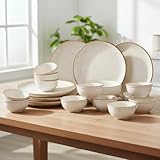 Freakway Handcrafted Stoneware Dinner Set Ceramic Set of 19 Pcs for Dinner with Bowls  6 Ceramic Dinner Plate 12 Bowlkatori Set  1 Large Bowl  - Off White