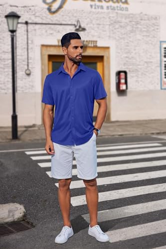 COOFANDY Mens Casual Button Down Shirts Short Sleeve Wrinkle Free Shirt Untucked Summer Stretch Dress Shirt3