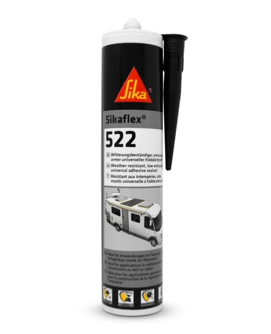 Sika 522 Caravan and Motor Home Adhesive Sealant Cartridge, White, 300 ml (New Version)