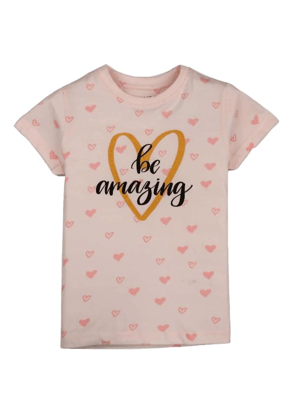 Image of Gini & Jony Girls Printed Cotton Round Neck Half Sleeve Knits Top
