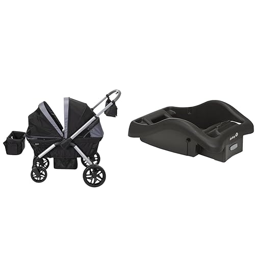 Safety 1st Summit Wagon - Cochecito para 2 niños con bandeja extraíble para niños y 2 portavasos, base ajustable de asiento de automóvil infantil de