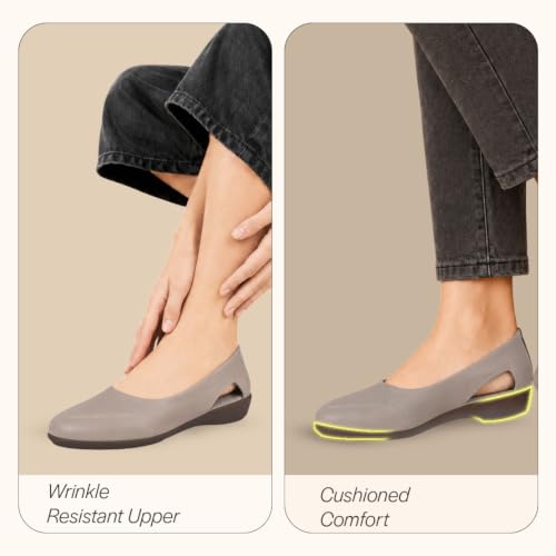 Image of FAUSTO Women Stylish Backless Casual Ballets | Low Heel Cut-Out Slip-On Ballerinas | Comfortable Walking Flats Sandals | Memory Cusion Insole