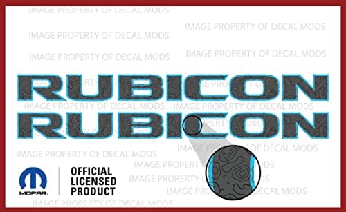 Miniatura 1 de Decal Mods Rubicon - Calcomanías gráficas para capó para Jeep Wrangler JK Rubicon (2007-2018) Topo Map - Gris con líneas grises oscuras, contorno