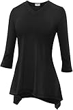 Stanzino  Women's V Neck Trapeze Top, Small, Black
