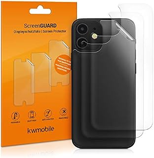 kwmobile Set of 3x Back Covers Compatible with Apple iPhone 12 mini - Back Screen Protector Pack Transparent Protective Films