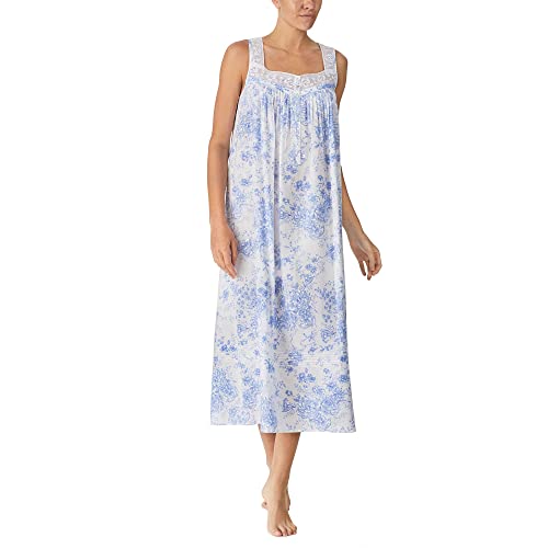 Eileen West Sleeveless Ballet Gown Blue Blooms Lg #TOP22