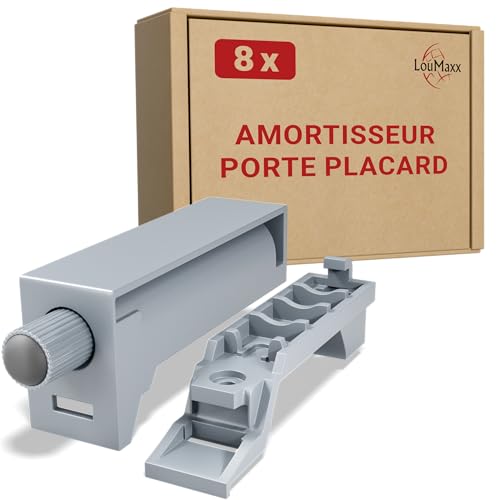 LouMaxx amortisseur porte placard gris lot de 8 – frein porte placard efficace et silencieux – ralentisseur de porte placard robuste, facile à installer...