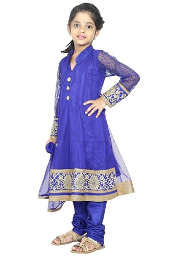 Ashwini Girl's Netted Embroidery Blue Color Salwar Suit | Kid's Ethnic & Traditional Salwar Suit Blue4