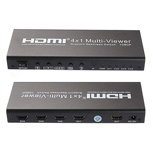 Image of Microware HDMI 4X1 Quad Multi-Viewer Splitter with Seamless Switch and IR Remote Support 1080P 3D HDMI 1.3a, PIP Mode Support
