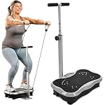 Lifepro TrimLite Vibration Plate Exercise Machine with Handlebars – Whole Body Vibration Platform for Lymphatic Drainage & Weight Loss – 99 Speed Levels, Bluetooth Speaker, Resistance Bands & Remote