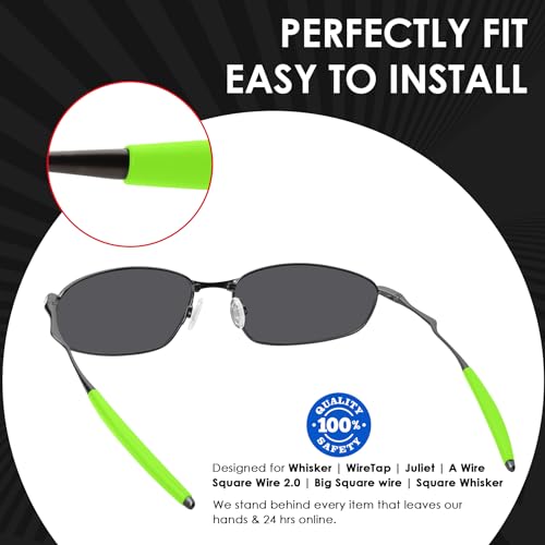 Image of BLAZERBUCK Replacement Temple Sleeves Ear Socks for Oakley Whisker /Juliet /A Wire Sunglass - Black + Green