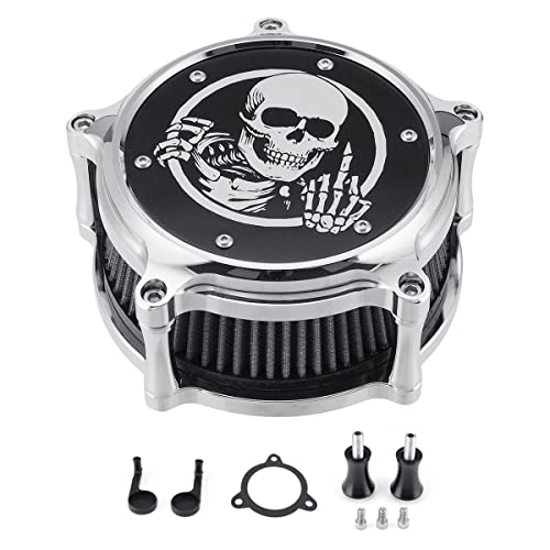 Aluminum Cnc Air Cleaners Filters Motorcycle Air Cleaner Skull Style Air Filter Intake Kit Fit For Touring Flhxs Street Glide Special Flhr Road King 2017-2021 Fxdr 114 2019-2021 #TOP13