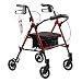 DynaGo Flex Foldable Aluminum Rollator with Adjustable Seat Height and Detachable Caster, Red