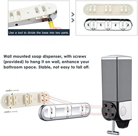 TsunNee 1500ML Triple Pumps Soap Dispenser, Wall-mounted Manual Hand Sanitizer Dispenser, Shampoo Shower Gel Dispenser Lotion Container for Toilet Bathroom Kitchen Hotel, Grey
